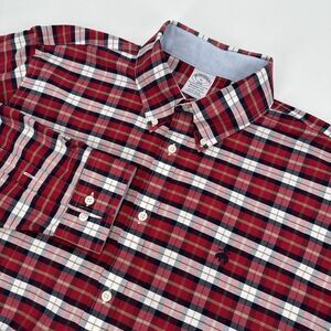 Brooks Brothers 1818 Men Dress Button Down Shirt XL Long Sleeve Red White Navy